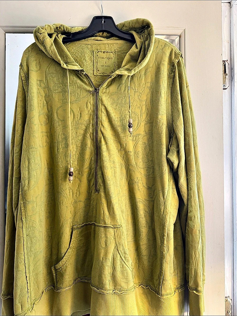 maurices Abstract Hooded Zip Top in Green & Yellow